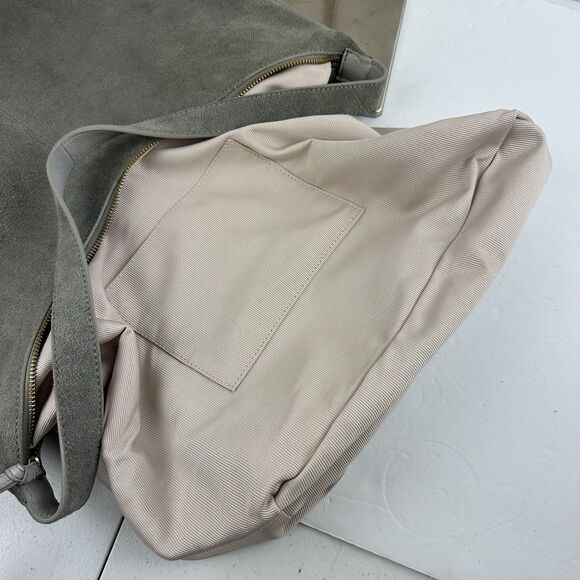 Margot New York Gabi Maxi Hobo Gray Suede Leather Shoulder Bag Top Zip Purse - Picture 11 of 16